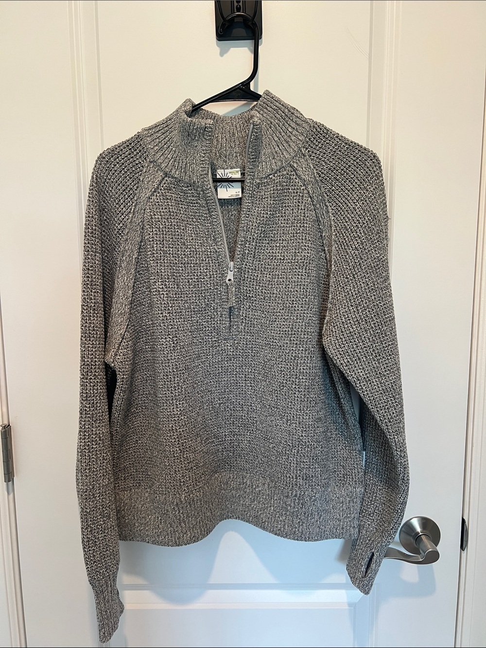 Offline by Aerie Waffle Knit Half-Zip Turtleneck Sweater - Gray